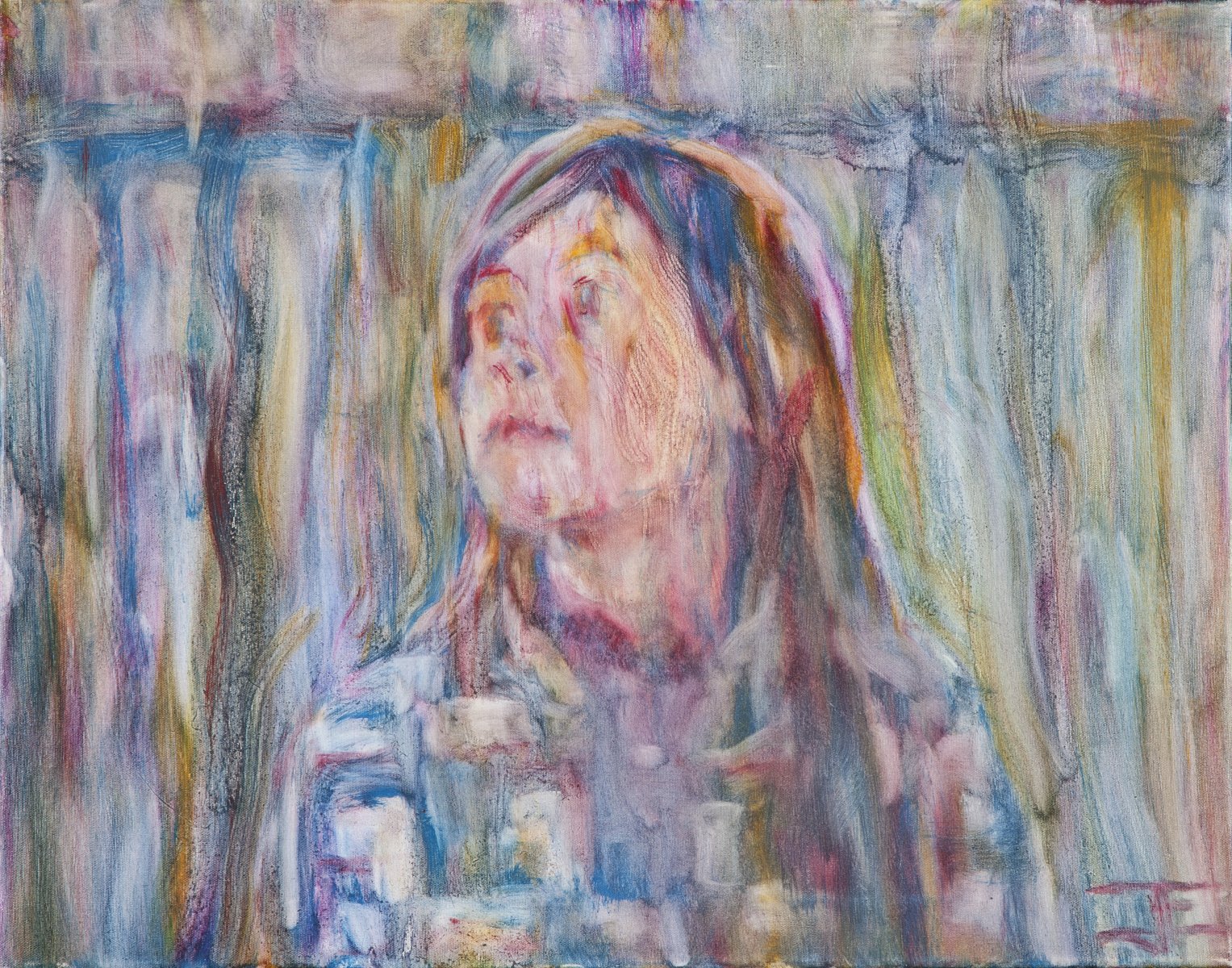 Oil painting by Jeremy Eliosoff, Girl With Checkered Jacket, 2011, 28" x 22"