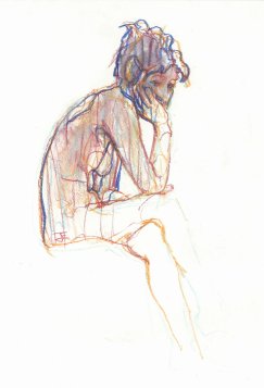 Oil painting by Jeremy Eliosoff, Seated Woman, 2010, 6" x 10"