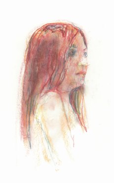 Oil painting by Jeremy Eliosoff, Red Straight Hair, 2011, 11" x 14"